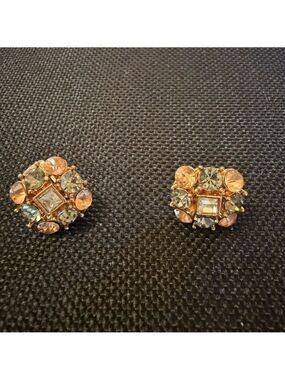 Elegant Gold and Silver Stud Clip On Earrings NWOT